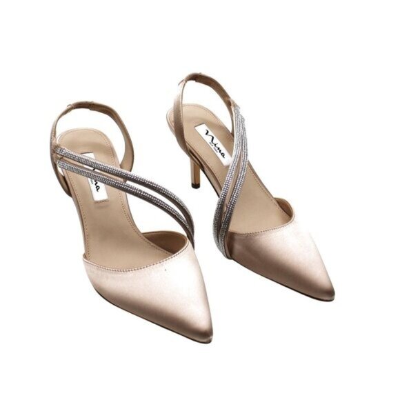 Nina Tansy Slingback Pointed Toe Pumps in Pearl Rose Crystal Satin at Nordstrom - Picture 2 of 8